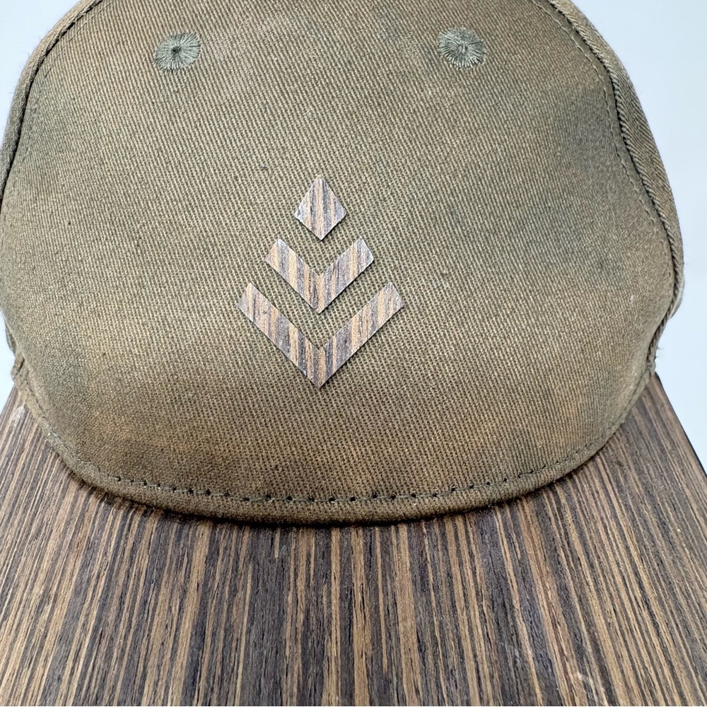 TruWood Wooden Brim Baseball Hat cap Adjustable One Size Green Brown 100% Cotton - Picture 3 of 12